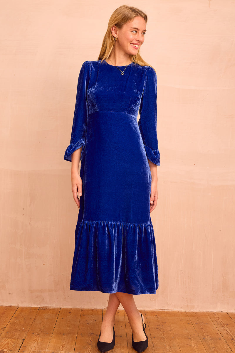 Victoria Velvet Dress | Azure Blue