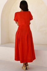 Suki Linen Dress | Red
