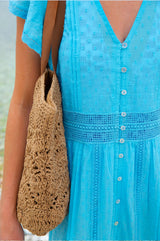 Nyla Organic Cotton Beach Kaftan | Turquoise