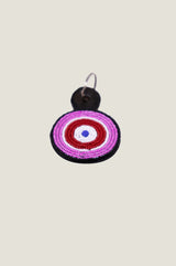 Large Beaded Circle Keyring | Pink/White/Red