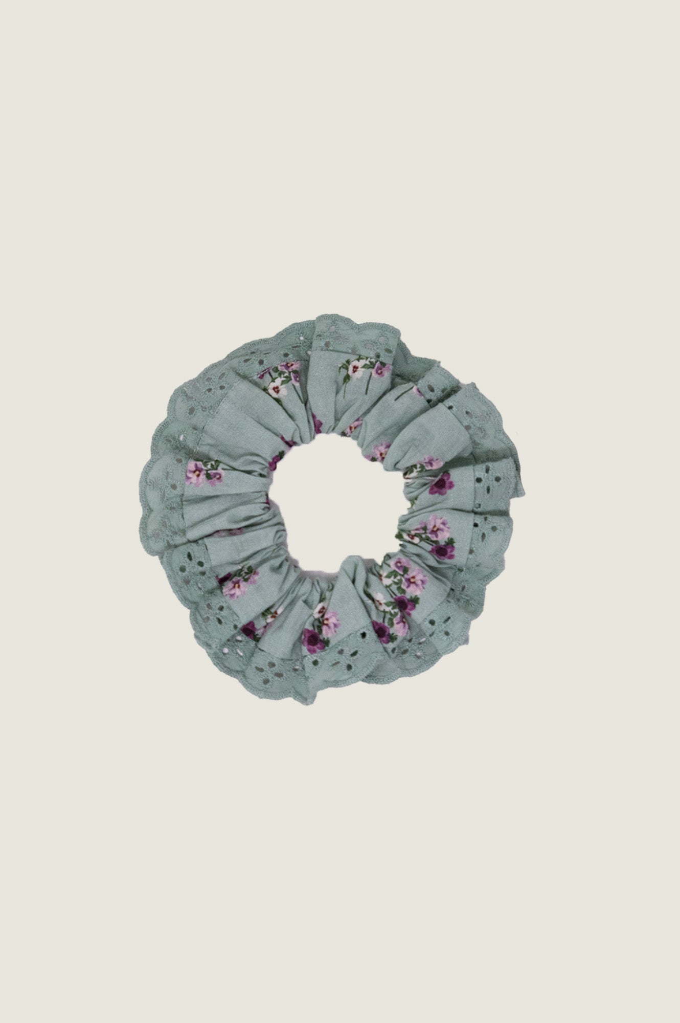 RHS Lace Trim Scrunchie | Sage