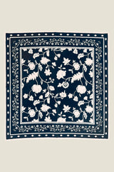 Block Print Scarf 70cm x 70cm | Navy/Cream