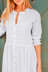 Shirred Dobby Maxi Dress | White