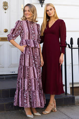 Long Sleeve Sally Anne Dress | Aubergine