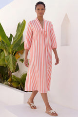 Itisha Striped Dress | Coral/White