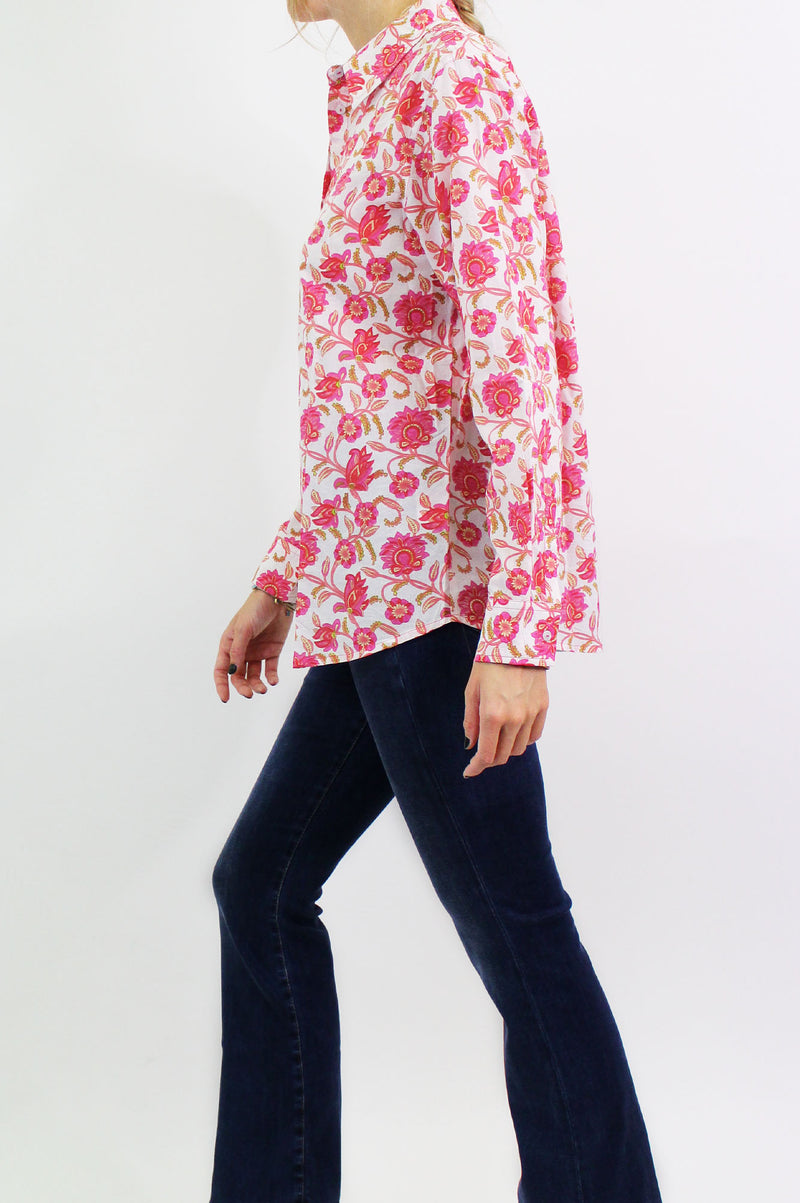 Women's Collared Shirt | Hot Flower Pink