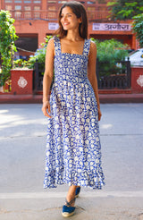 Rhianna Organic Cotton Dress | Navy/White