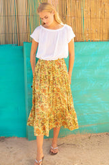 Rose One Size Skirt | Green/Orange - Aspiga