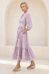 Jyoti Cotton Midi Dress | White/Green/Pink/Sage