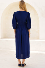 APPROVED Jyoti Rayon Dress | Navy - Aspiga