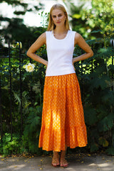 One Size Organic Cotton Skirt | Orange/White