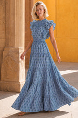 Rose Frill Maxi Dress | Cornflower