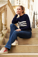 Crew Neck Base Layer | Navy/Cream