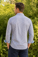 Men's Organic Cotton Shirt | Snowdrop Blue/White