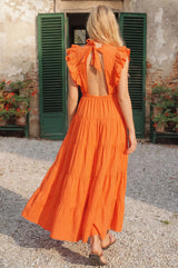 Rose Frill Maxi Dress | Orange