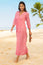 Mykonos Organic Cotton Maxi Beach Dress | White/Red