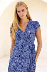 Demi EcoVero™ Wrap Dress | Circle Navy/White