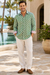 Men's Organic Cotton Shirt | Pineapple Green/Teal