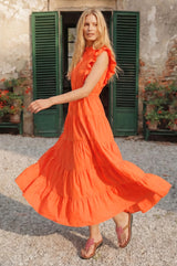 Rose Frill Maxi Dress | Orange