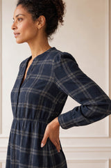 Harper Check Dress | Navy/Grey