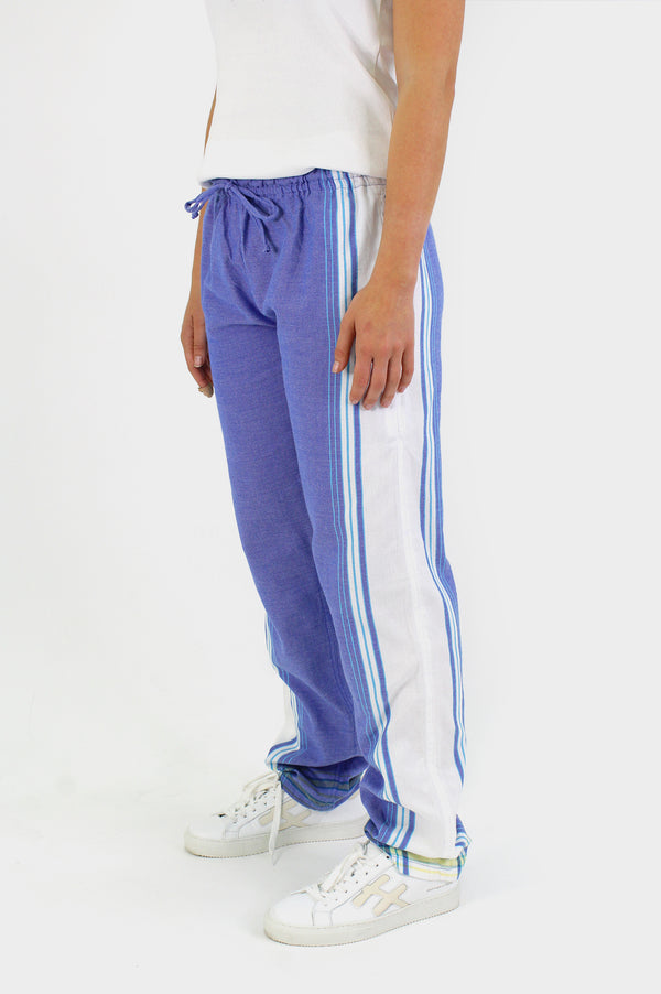 Unisex Kikoy Trousers | Denim Blue / White