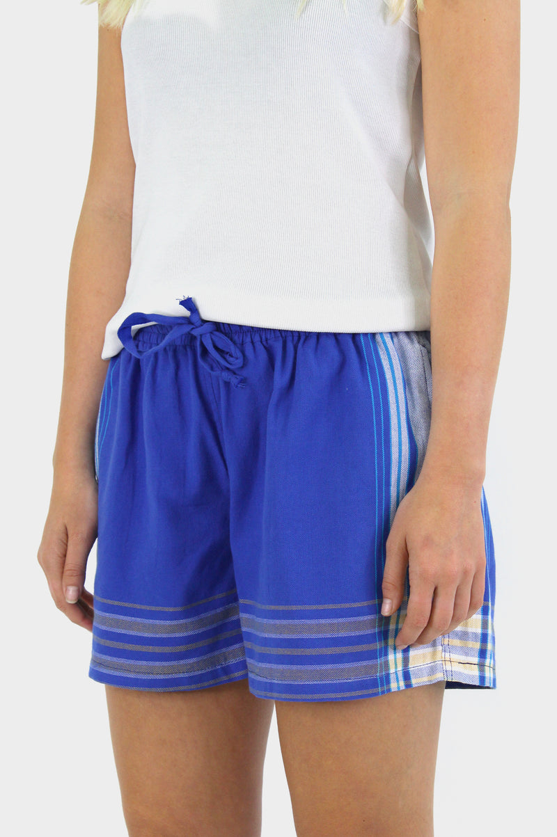 Kikoy Short Shorts | Denim Blue/White