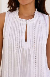 Sleeveless Vienna Cotton Blouse | White - Aspiga