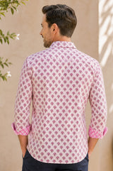 Men's Organic Cotton Shirt | Bloom White/Pink