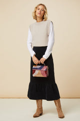 Lori Stretch Corduroy Skirt | Black