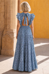 Rose Frill Maxi Dress | Cornflower