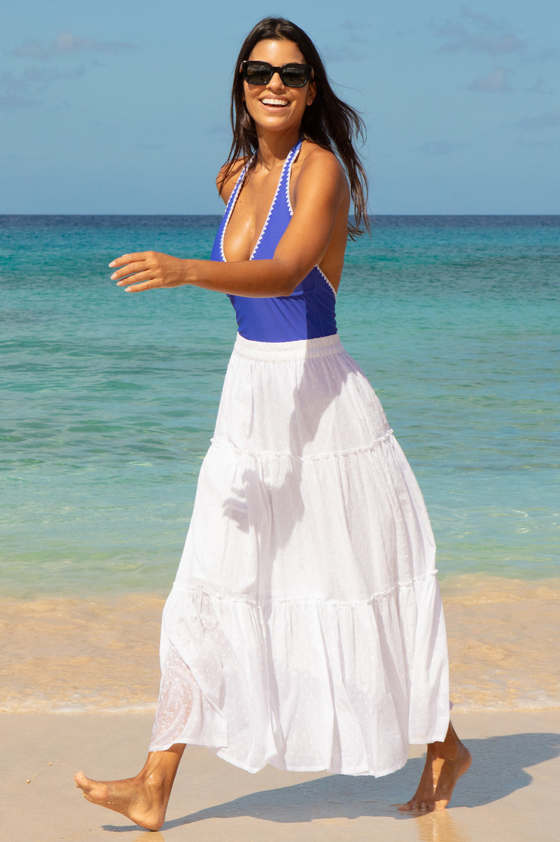 Aspiga Sustainable Womens Bea Dobby White Skirt Summer Aspiga Sustainable Womens Bea Dobby White Skirt Summer