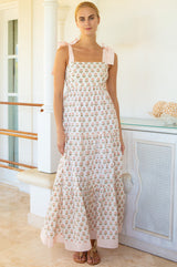 Tabitha Organic Cotton Dress | White/Coral - Aspiga