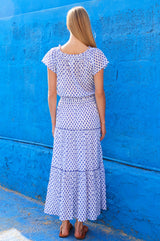 APPROVED Bea Printed Organic Cotton Skirt | Lixus White/Cobalt - Aspiga