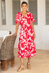 Emily EcoVero™ Dress | Red/Cream