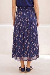 RHS Mira Printed Chiffon Skirt | Navy
