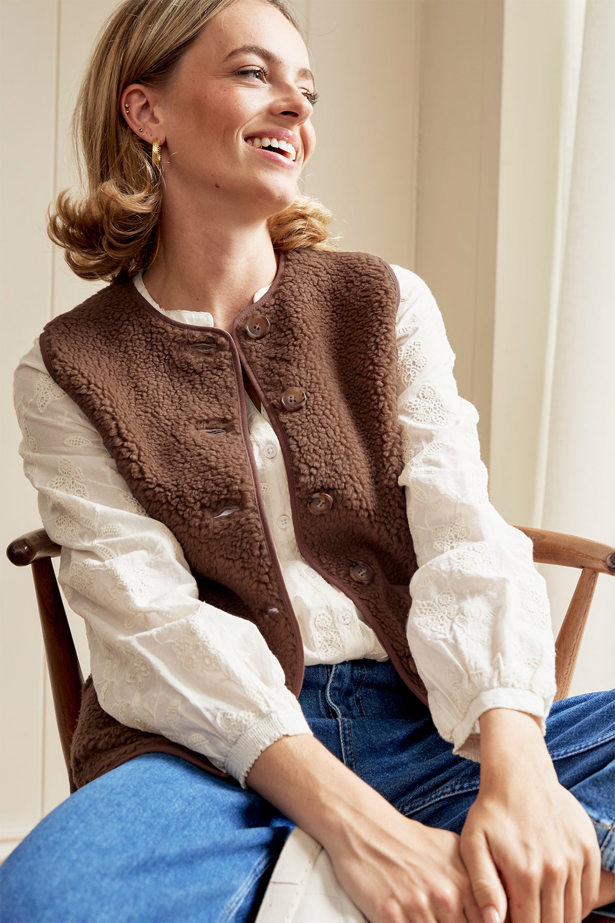 Aspiga Ladies Sustainable Borg Recycled Wool Blend Gilet Wool