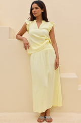 APPROVED * Frill Sleeve Organic Cotton Cheesecloth Top | Soft Yellow - Aspiga