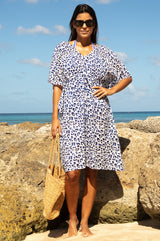 Manilla Organic Cotton Kaftan | White/Navy