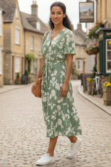 Emily EcoVero™ Dress | Sage/Cream - Aspiga