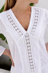 Valentina Embroidered Cotton Blouse | White