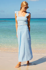 APPROVED * Bryony Organic Cotton Cheesecloth Top | Sky Blue - Aspiga