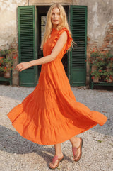 Rose Frill Maxi Dress | Orange