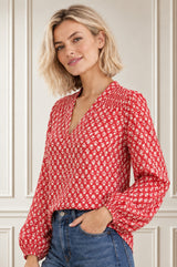 Clea Viscose Crinkle Blouse | Lixus Pink/White