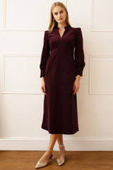 Enid Stretch Corduroy Dress | Burgundy