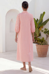 Itisha Striped Dress | Coral/White