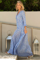 Mykonos Maxi Dress | White/Blue