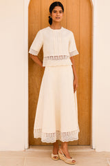 Linen Lace Top | Butter Milk Cream