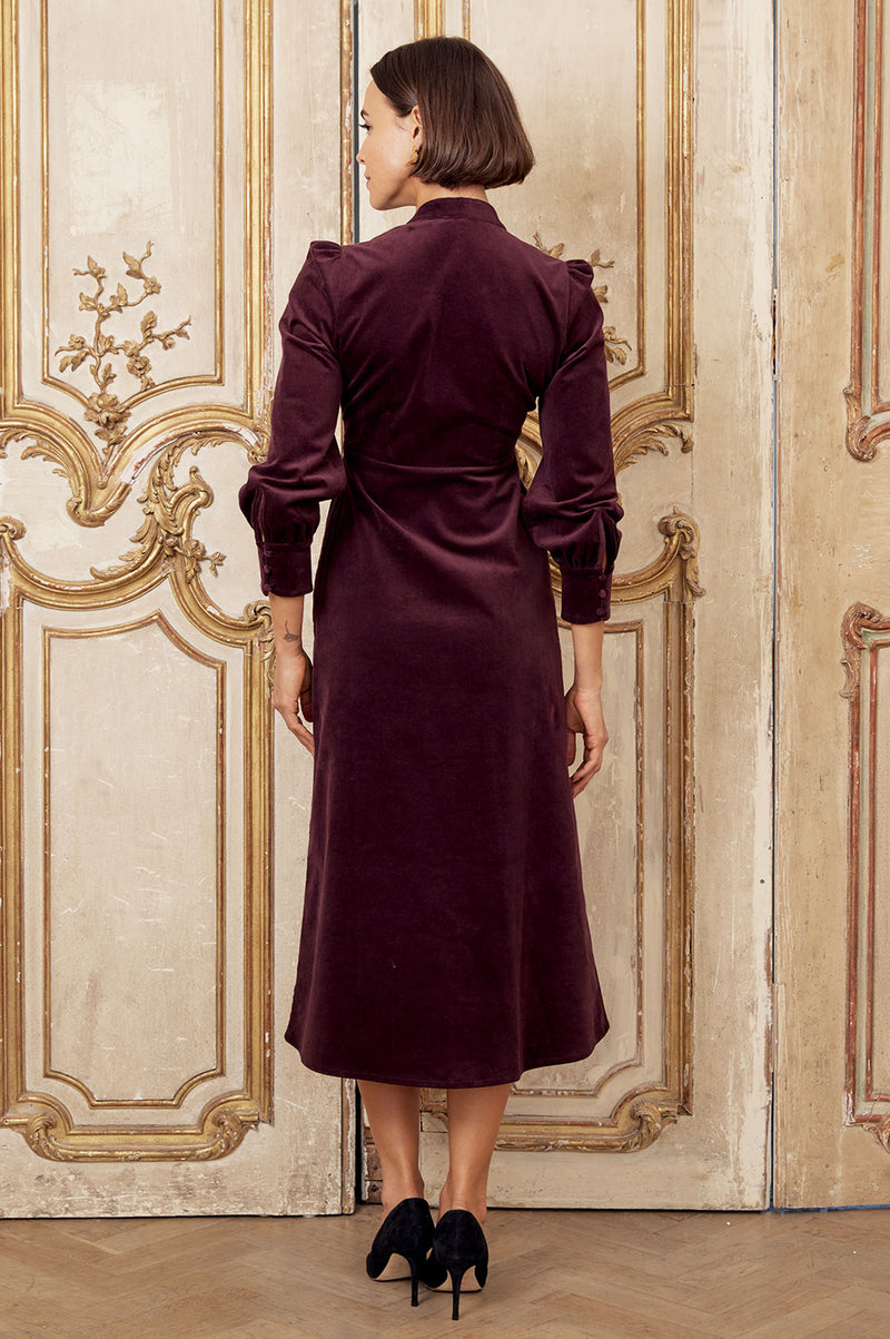 Enid Stretch Corduroy Dress | Burgundy