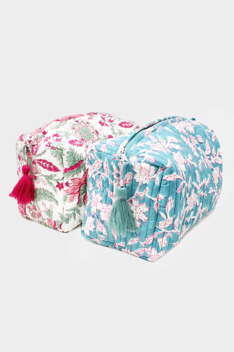 Large Wash Bag | Flower Pink/Green