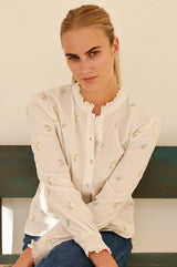 Embroidered Cosima Shirt | Ecru/Multi